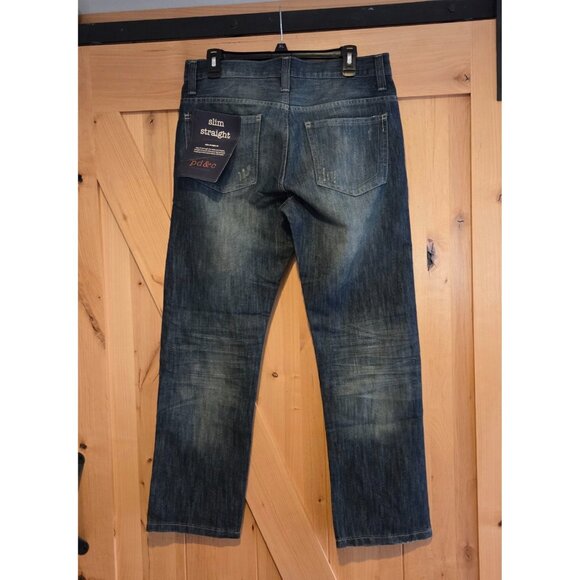 New! pd&c Jeans Men's 33x30 Blue Dark Wash Slim Straight Leg Jeans Arthur - Picture 2 of 14